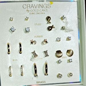 Cravings by Gold Cake Cubic Zirconia Earring Set - Gold and Silver